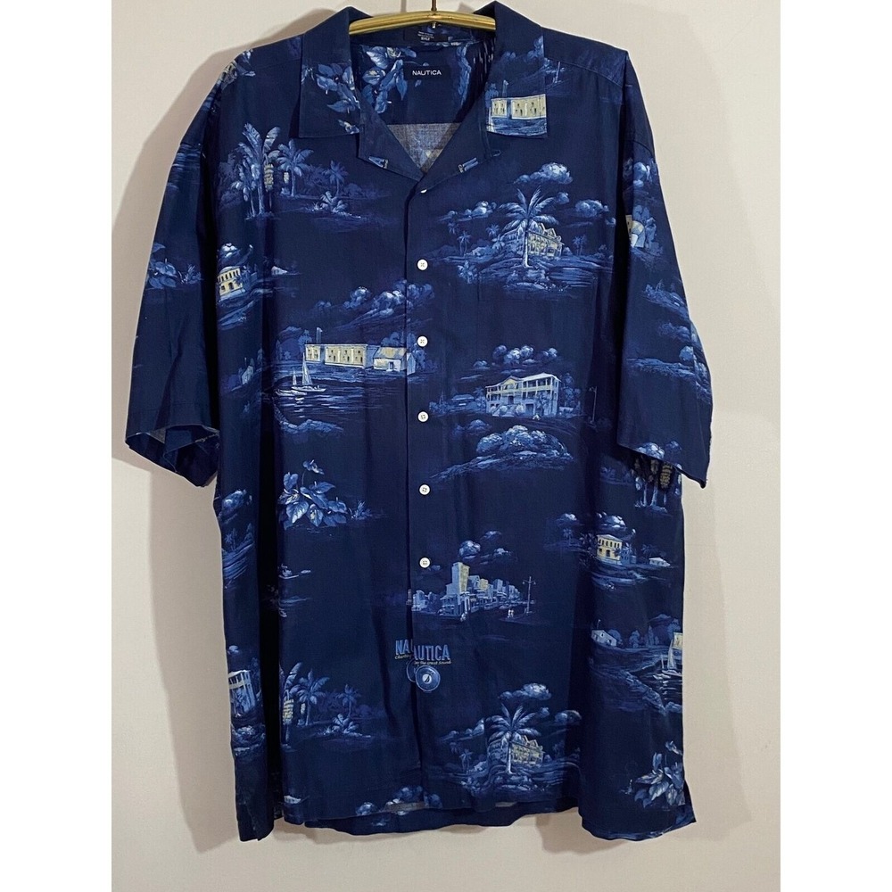 Men's Nautica Hawaiian Camp Shirt sail island beach house XXL